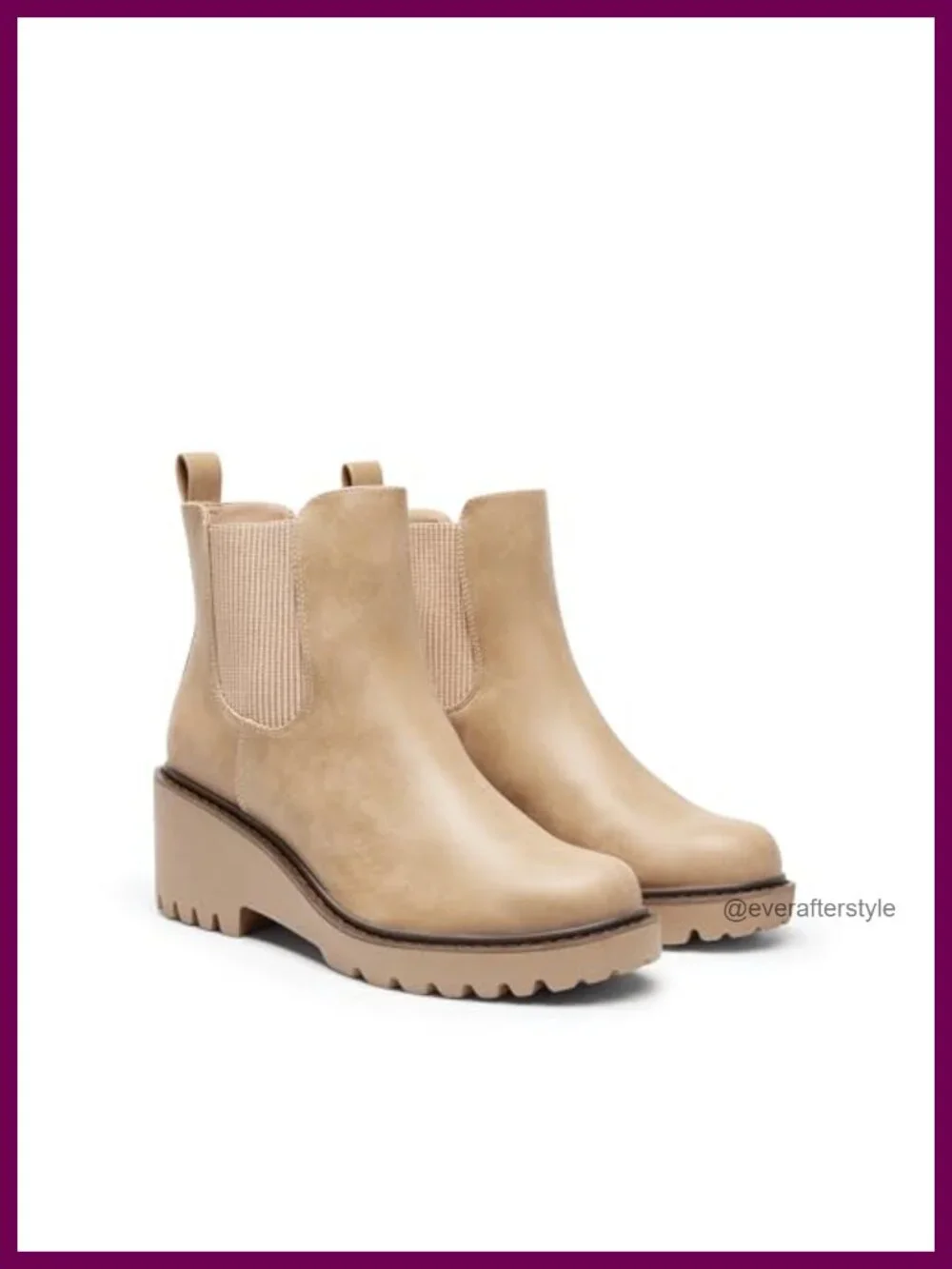 Faux Leather Chelsea Wedge Ankle Booties Platform Round Toe Slip On
